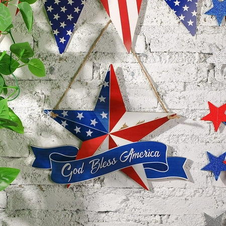 God Bless America 4th of July Wooden Hanging Sign Star Shape American Flag Rustic Sign Independence Day Patriotic Hanging Plaque Sign Memorial Day Decorations for Independence Day Party Supplies God Bless America 4th of July Wooden Hanging Sign Star Shape American Flag Rustic Sign Independence Day Patriotic Hanging Plaque Sign Memorial Day Decorations for Independence Day Party Supplies